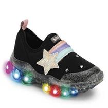 Tênis infantil de luz bibi roller celebrat 2.0 preto/iogurte