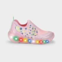 Tênis Infantil de Luz Bibi Roller Celebration 3.0 Rosa com Flores