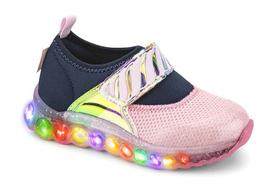 Tênis Infantil de Luz Bibi Roller Celebration Azul e Rosa com Tira