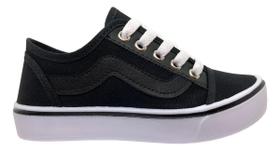 Tênis Infantil Escolar Básico Van Skateboard Leve Preto