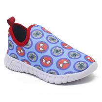 Tênis Infantil Escolar Calce Facil Leve Confortável Aranha Azul