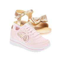 Tenis Infantil Escolar e Sandália Menina - KIT 2 PARES Tam 24 ao 34