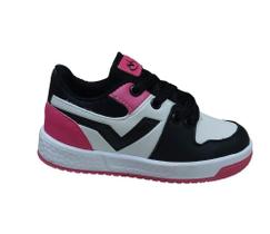 Tenis Infantil Escolar Via Vip PTO/BCO/PINK