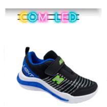 Tênis infantil Esportivo c/ Luzes de Led Minipé Preto/Royal Tênis infantil Esportivo c/ Luzes de Led Minipé Preto/Royal