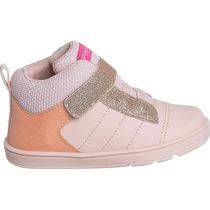 Tênis Infantil Feminino Cano Alto Com Glitter Brilhante Nude