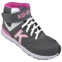 Tênis Infantil Feminino Cano Alto KidStar Bota Grafite Pink - Kid Star