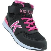 Tênis Infantil Feminino Cano Alto KidStar Botinha Preto Pink Tênis Infantil Feminino Cano Alto KidStar Botinha Preto Pink