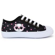 Tênis Infantil Feminino Cano Baixo Panda Glitter Menina REF021 Tênis Infantil Feminino Cano Baixo Panda Glitter Menina REF021