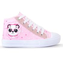 Tênis Infantil Feminino Casual Panda Menina Botinha Glitter