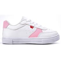 Tênis Infantil Feminino Casual Sneaker Sapatenis Original Menina - Branco/Rosa