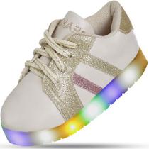 Tênis Infantil Feminino Com Led Confortável Moderno