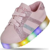 Tênis Infantil Feminino Com Led Confortável Moderno
