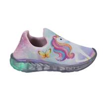 Tênis Infantil Feminino Com Led Unicórnio Slip On Menina Novo