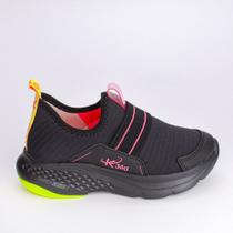 Tênis Infantil Feminino Esportivo Super Leve Preto Pink