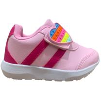Tênis Infantil Feminino LA Kids 025152 Pop-It Rosa tiras autocolantes