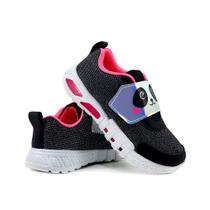 Tênis Infantil Feminino Luzes LED Desenho Panda Top AS328 Tênis Infantil Feminino Luzes LED Desenho Panda Top AS328