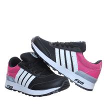 Tenis Infantil Feminino Menina Listrado Pemania Preto e Pink
