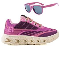 Tenis Infantil Feminino Meninas Escolar Casual Calce Facil Basico + Oculos