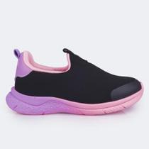 Tênis Infantil Feminino Mini Soft Calce Fácil Preto 745.007