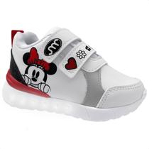 Tênis Infantil Feminino Minnie Tira Auto Colante Estiloso Led Luz Tênis Infantil Feminino Minnie Tira Auto Colante Estiloso Led Luz