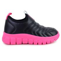 Tênis Infantil Feminino Novopé Preto e Rosa - 99001285 Tênis Infantil Feminino Novopé Preto e Rosa - 99001285