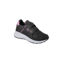 Tênis Infantil Feminino Ortopé Flex Run Fecho Duplo Preto Rosa