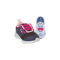 Tênis Infantil Feminino Ortopé Happy Comfort Estica e Puxa Marinho e Rosa