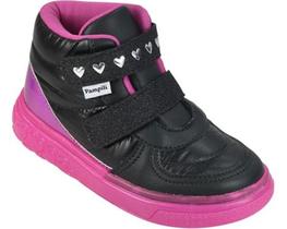 Tênis Infantil Feminino Pampili Com Led Tenis de Luzinha Preto com Pink 483005