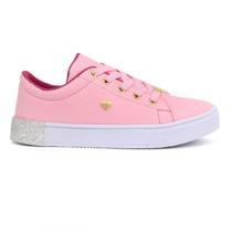 Tenis Infantil Feminino Para Meninas Sapato Com Strass e Coração