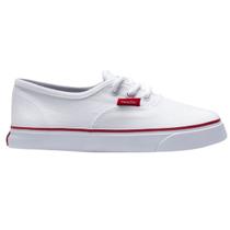 Tênis Infantil Freeday Classic Kids True Branco e Detalhe Vermelho Durável Confortável Casual Ar livre