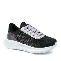 Tênis Infantil Freedom Kids 445 Preto Prata Lavanda