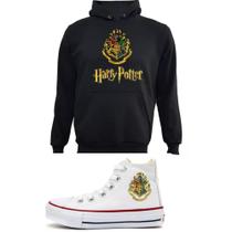 Tenis Infantil Harry Potter Star Botinha Retro Hogwarts + Blusa De Frio Moletom Do Bruxo
