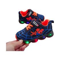 Tênis Infantil Homem-Aranha Com Luz LED Respirável Antiderrapante Para Verão Esportivo Casual Tênis Infantil Homem-Aranha Com Luz LED Respirável Antiderrapante Para Verão Esportivo Casual
