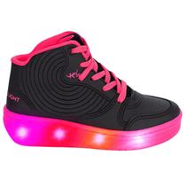 Tênis Infantil Kidy De Rodinha Com Led Preto E Pink