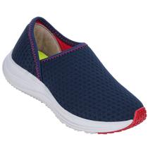 Tênis Infantil Kidy Energy Respitec Slip On Marinho E Vermelho Escolar Escola Colegial Colégio Original Menino Masculino Conforto Durabilidade Anatômi