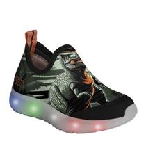 Tenis infantil kidy flex light dinossauro verde/laranja