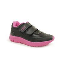 Tênis Infantil Kidy Preto e Pink com tiras autocolantes Duplo Casual