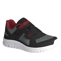 Tenis infantil kidy ultra flex preto/vermelho mais brinquedo