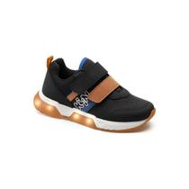 Tênis infantil klin light luzinha preto e laranja 604043000