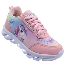 Tênis Infantil Led Feminino Kid Star Unicórnio Rosa Luzinha Tênis Infantil Led Feminino Kid Star Unicórnio Rosa Luzinha