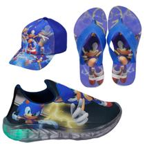 Tênis Infantil Led Luzinha Slip On Personagem + Chinelo + Boné Tênis Infantil Led Luzinha Slip On Personagem + Chinelo + Boné