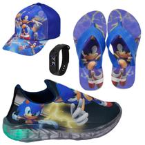 Tênis Infantil Led Luzinha Slip On Personagem +Chinelo+Boné+Relógio Tênis Infantil Led Luzinha Slip On Personagem +Chinelo+Boné+Relógio