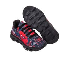 tenis infantil led masculino homen aranha preto