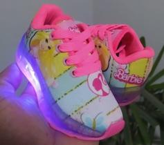 Tênis infantil led meninas Barbie pisou piscou Tênis infantil led meninas Barbie pisou piscou
