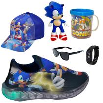 Tênis Infantil Led Slip On Personagem/Super Heróis +Óculos+Relógio+Boné+Boneco+Caneca Tênis Infantil Led Slip On Personagem/Super Heróis +Óculos+Relógio+Boné+Boneco+Caneca