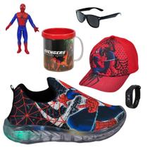 Tênis Infantil Led Slip On Personagem/Super Heróis +Óculos+Relógio+Boné+Boneco+Caneca Tênis Infantil Led Slip On Personagem/Super Heróis +Óculos+Relógio+Boné+Boneco+Caneca