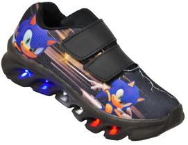 Tênis Infantil Led Sonic Luzinha Meninos + Chinelo + Óculos