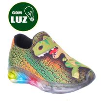 Tenis Infantil Luz Led Dinossauro T Rex Calce Fácil Menino - Pemania