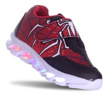 Tenis Infantil Luzes de Led Homem Aranha Masculino vermelho