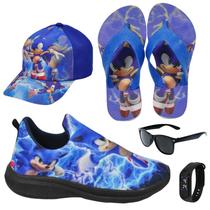 Tênis Infantil Masculino Calce Fácil Escolar Menino Personagem +Chinelo+Óculos+Relógio+Boné Tênis Infantil Masculino Calce Fácil Escolar Menino Personagem +Chinelo+Óculos+Relógio+Boné